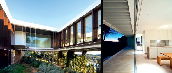 The hilltop BF House rests on three metal, V-shaped pillars, so appears to be suspended in the air, and provides magnifi cent views of Castellón Province, Spain (left); 7. House in Melides in Portugal, by Pedro Reis (right)